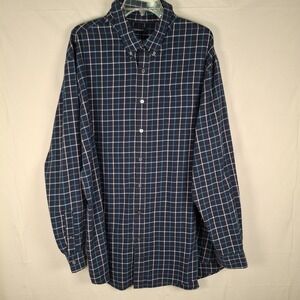 Croft & Barrow Men's 3XLT Tall Shirt Blue Check Windowpane Easy Care Casual